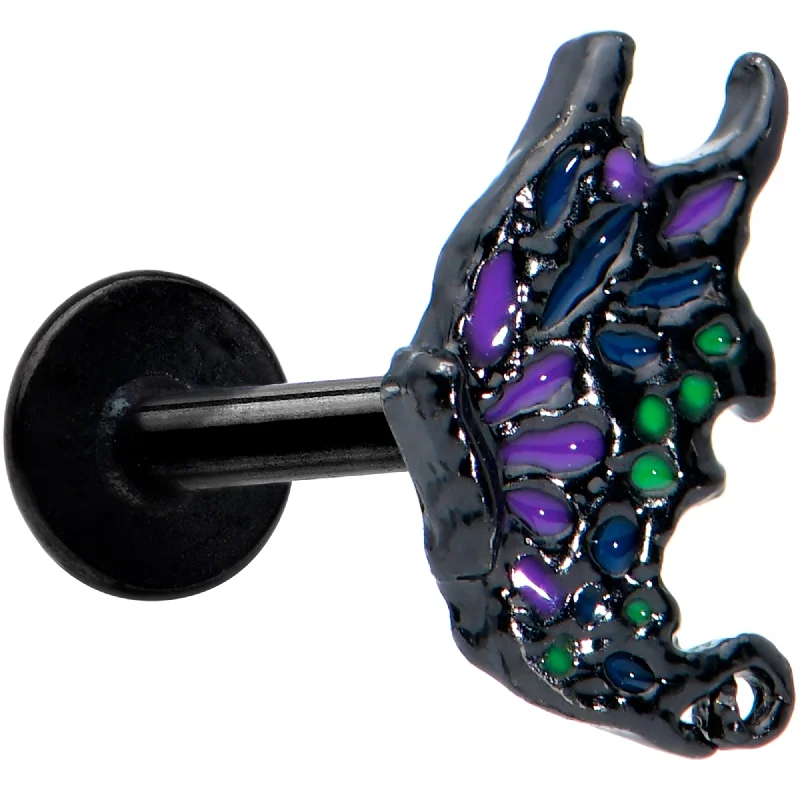 Colorful Lip Rings for Fun Looks16 Gauge 5/16 Black Purple Wings Butterfly Labret Monroe Tragus