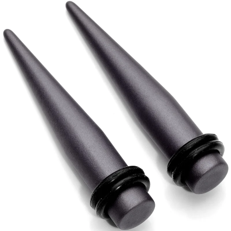 Women's Earrings – Elegant Designs for Every Personality--Brown Matte Silicone Straight Taper Set 4mm to 12mm Women's Earrings – Elegant Designs for Every Personality--Brown Matte Silicone Straight Taper Set 4mm to 12mm