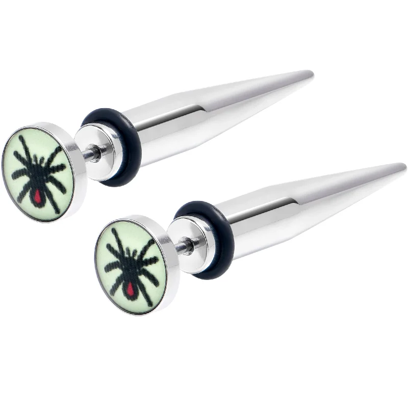 Women's Earrings – Elegant Designs for Every Personality--Glow in the Dark Spider Stainless Steel Taper Cheater Plug Set Women's Earrings – Elegant Designs for Every Personality--Glow in the Dark Spider Stainless Steel Taper Cheater Plug Set