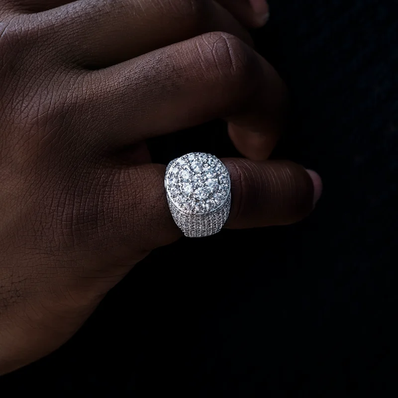 Shop Durable Men's Earrings for Everyday Wear-Diamond Cluster Ring in White Gold Vermeil Shop Durable Men's Earrings for Everyday Wear-Diamond Cluster Ring in White Gold Vermeil