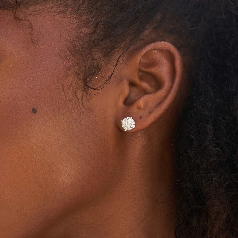 Women's Earrings – Elegant Designs for Every Personality--8MM Pave Set Stud Earrings in White Gold