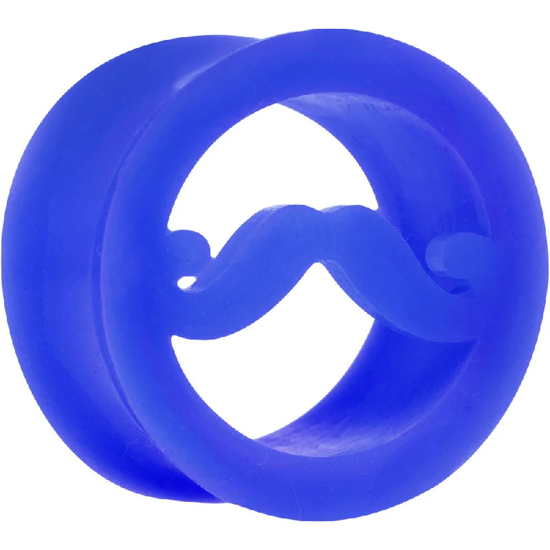 Women's Earrings – Elegant Designs for Every Personality--20mm Blue Silicone Dapper Mustache Tunnel Plug Women's Earrings – Elegant Designs for Every Personality--20mm Blue Silicone Dapper Mustache Tunnel Plug