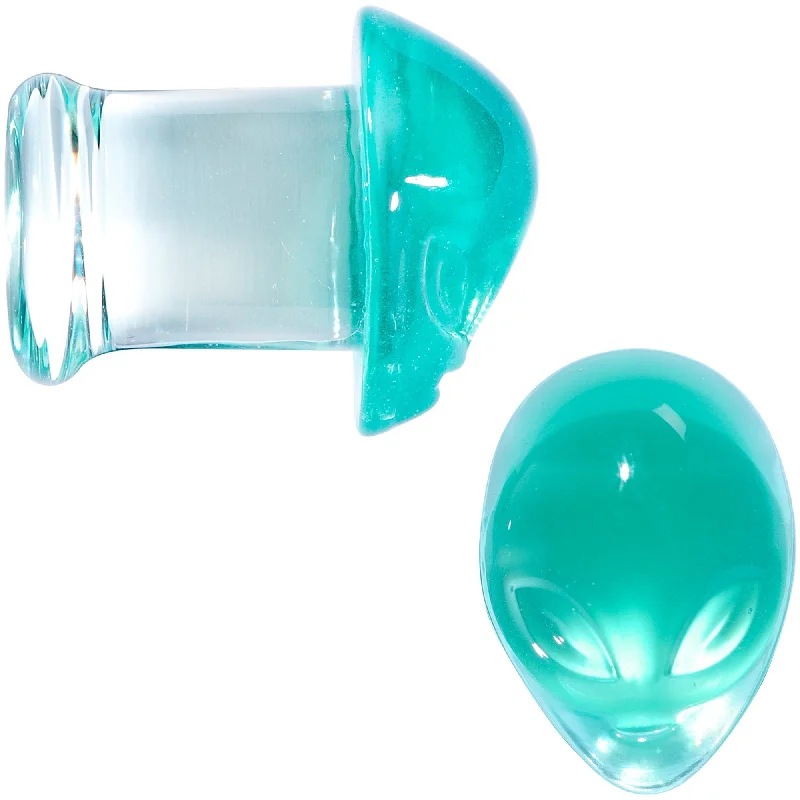 Women's Earrings – Elegant Designs for Every Personality--Clear Green Pyrex Glass Alien Face Double Flare Plug Set 6mm to 16mm Women's Earrings – Elegant Designs for Every Personality--Clear Green Pyrex Glass Alien Face Double Flare Plug Set 6mm to 16mm