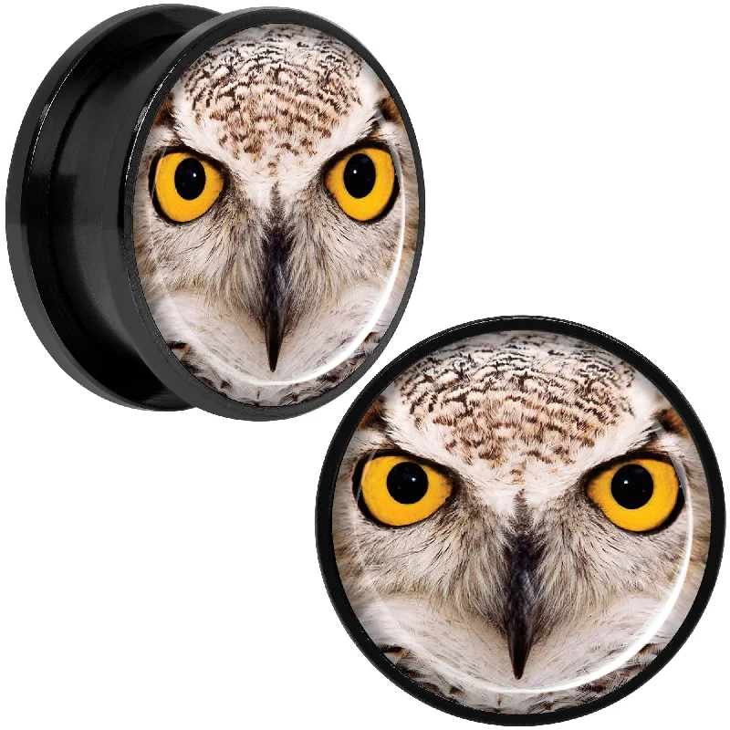 Women's Earrings – Elegant Designs for Every Personality--Full Color Owl Black Anodized Screw Fit Plug Set 20mm Women's Earrings – Elegant Designs for Every Personality--Full Color Owl Black Anodized Screw Fit Plug Set 20mm