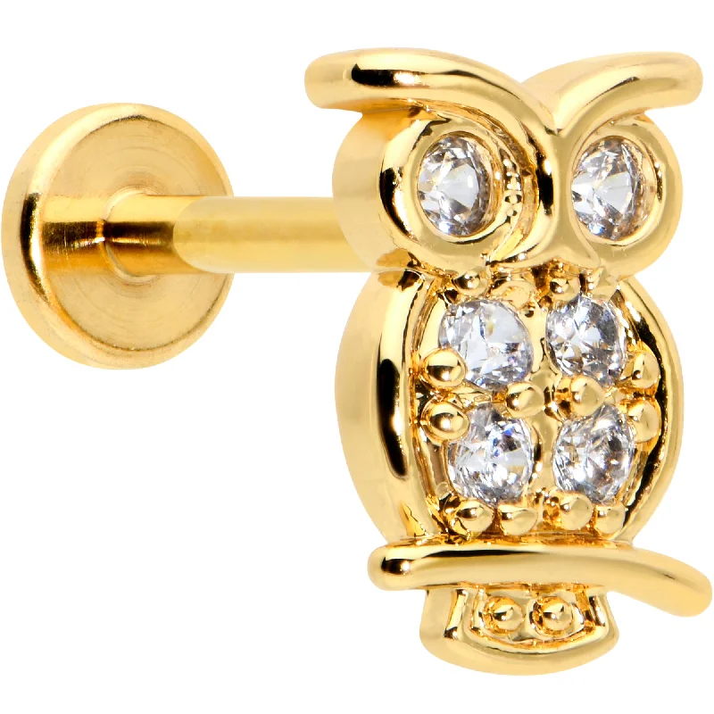 Comfortable and Stunning Lip Rings16 Gauge 5/16 Clear CZ Gem Gold Hue Owl Internal Thread Labret Tragus Comfortable and Stunning Lip Rings16 Gauge 5/16 Clear CZ Gem Gold Hue Owl Internal Thread Labret Tragus