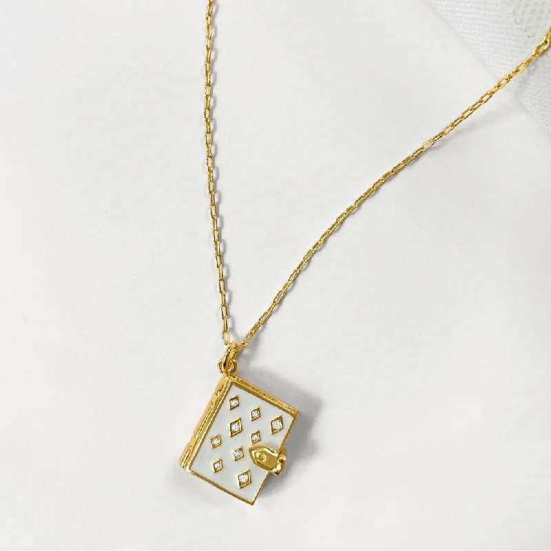 Shop Classic Women's Necklaces & Pendants with a Modern Twist-Stardust Book Locket (Ivory) - Gold Shop Classic Women's Necklaces & Pendants with a Modern Twist-Stardust Book Locket (Ivory) - Gold