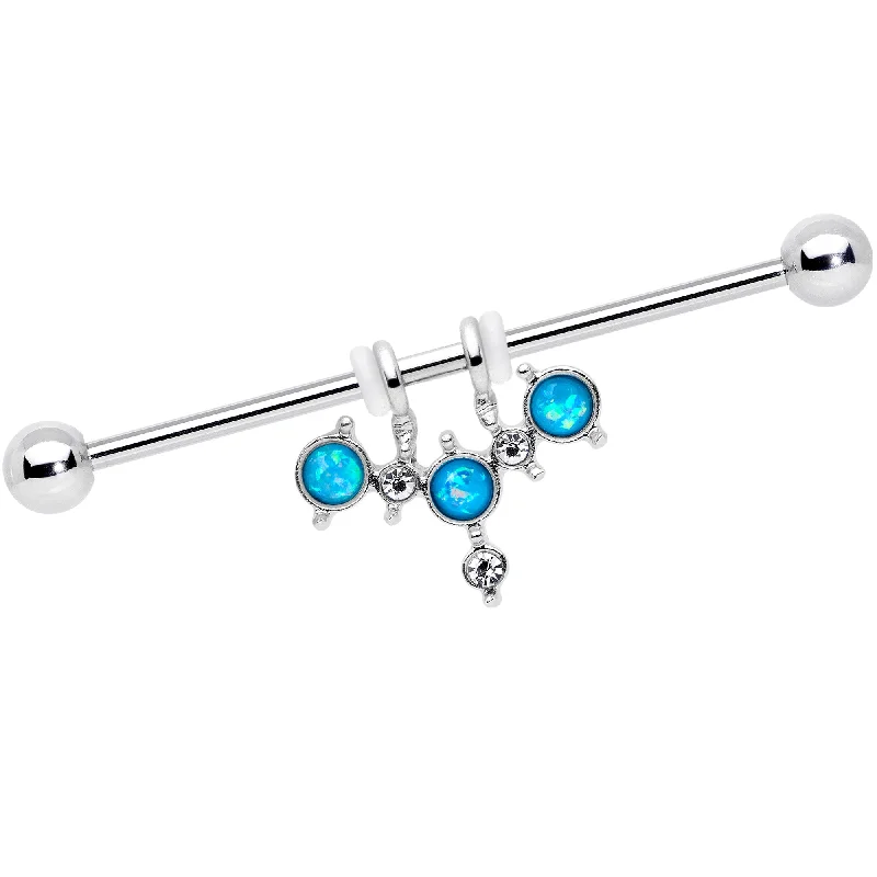 Women's Earrings – Elegant Designs for Every Personality--14 Gauge Aqua Faux Opal Triad Dangle Industrial Barbell 38mm Women's Earrings – Elegant Designs for Every Personality--14 Gauge Aqua Faux Opal Triad Dangle Industrial Barbell 38mm