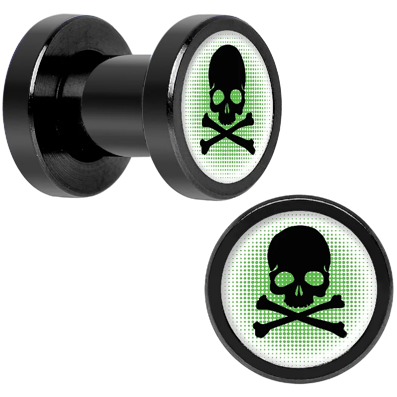 Women's Earrings – Elegant Designs for Every Personality--Green Black Skull Black Anodized Screw Fit Plug Set 4 Gauge Women's Earrings – Elegant Designs for Every Personality--Green Black Skull Black Anodized Screw Fit Plug Set 4 Gauge