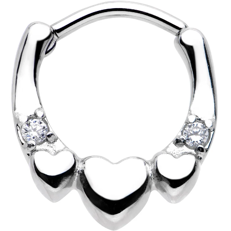 Nose Rings with Elegant Patterns -16 Gauge 5/16 Clear Gem Hearty Hug Hearts Septum Clicker Nose Rings with Elegant Patterns -16 Gauge 5/16 Clear Gem Hearty Hug Hearts Septum Clicker