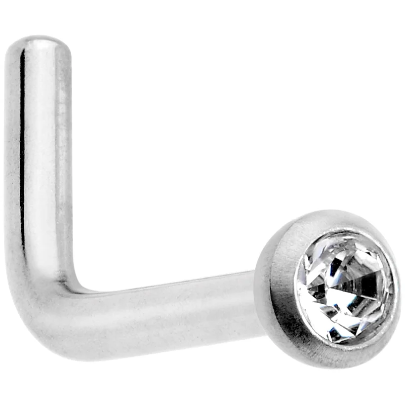 Nose Rings with Moonstone -18 Gauge Grade 23 Titanium Press Fit CZ Micro Ball L Shaped Nose Ring Nose Rings with Moonstone -18 Gauge Grade 23 Titanium Press Fit CZ Micro Ball L Shaped Nose Ring