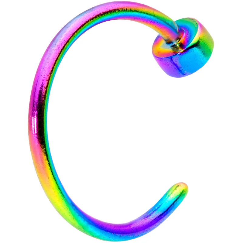 Timeless Nose Rings with Classic Style -22 Gauge 1/4 Rainbow Disc Nose Hoop