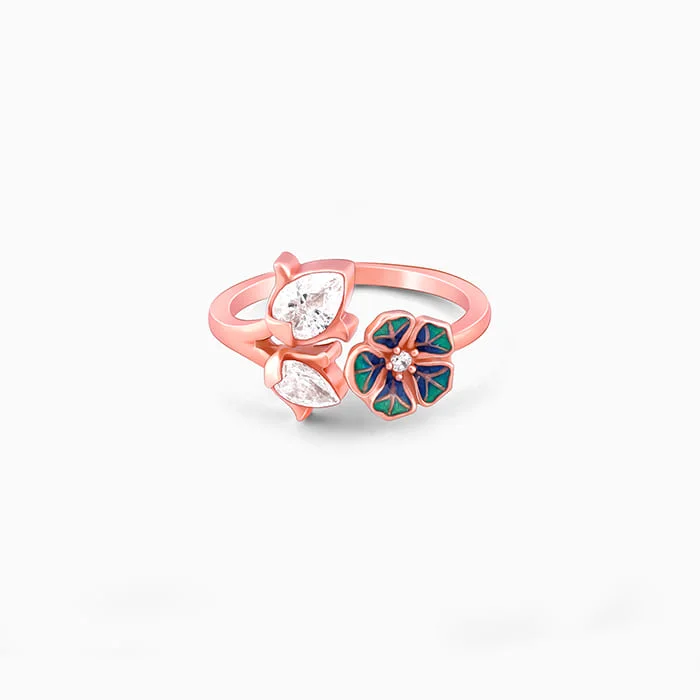 Chic Women's Rings for Fashion-Forward Looks-Rose Gold Bell Mallow open rings