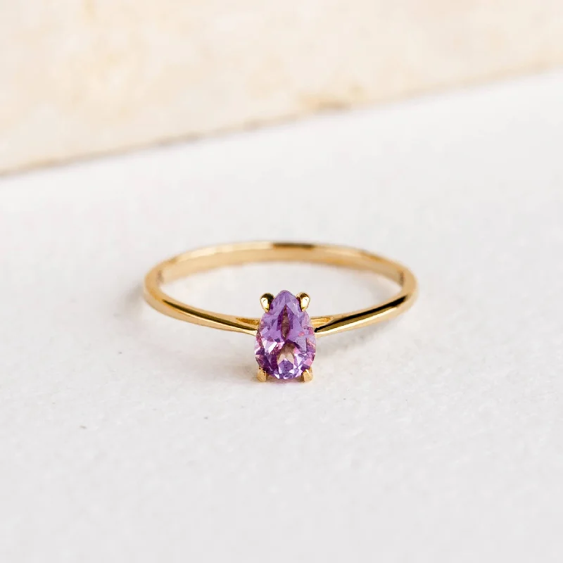 Chic Women's Rings for Fashion-Forward Looks-Pear Shaped Ring Amethyst - Martine