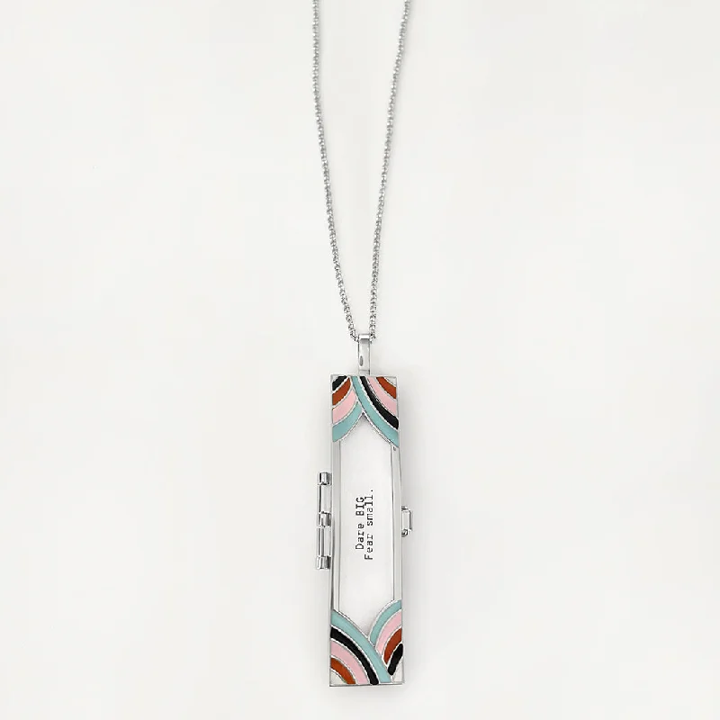 Shop Classic Women's  Necklaces & Pendants with a Modern Twist-Deco Fortune Locket (Multi-Color) - Silver