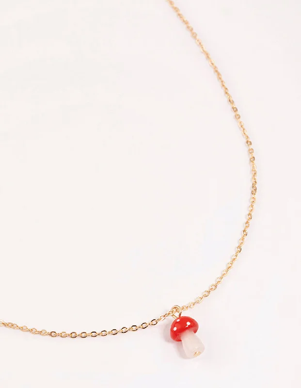 Shop Classic Women's Necklaces & Pendants with a Modern Twist-Gold Mushroom Pendant Necklace Shop Classic Women's Necklaces & Pendants with a Modern Twist-Gold Mushroom Pendant Necklace