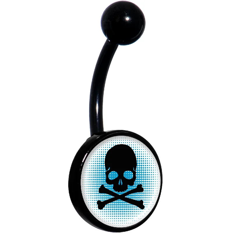 Unique Belly Rings with Creative Touch -Blue Black Skull Black Belly Ring