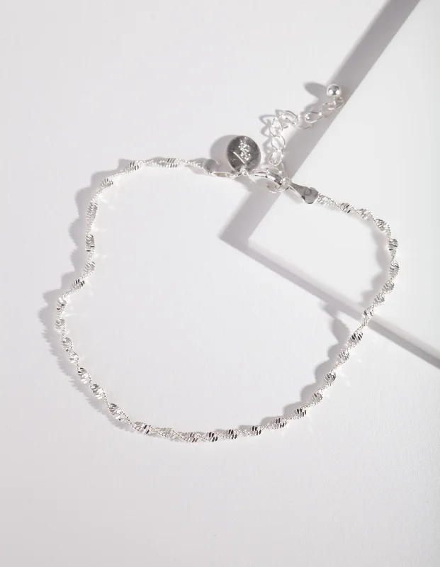 Fashionable Anklets for Every Woman-Silver Twist Chain Anklet