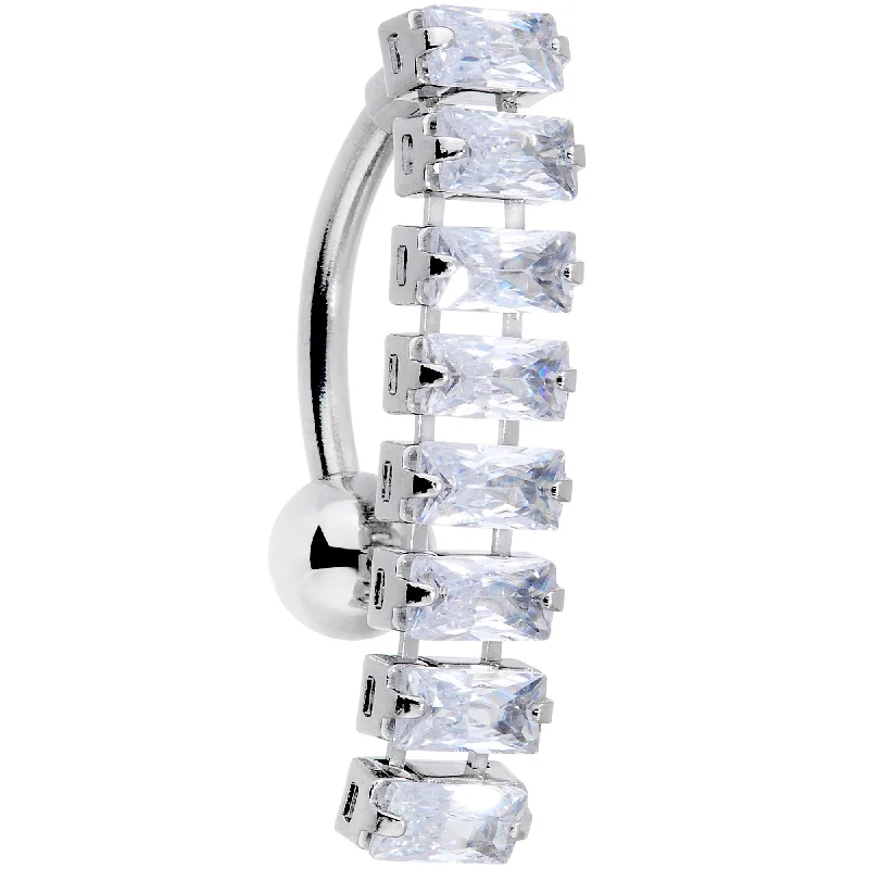 Belly Rings with Beautiful Accents -Clear CZ Gem Band of Beauty Top Mount Belly Ring Belly Rings with Beautiful Accents -Clear CZ Gem Band of Beauty Top Mount Belly Ring
