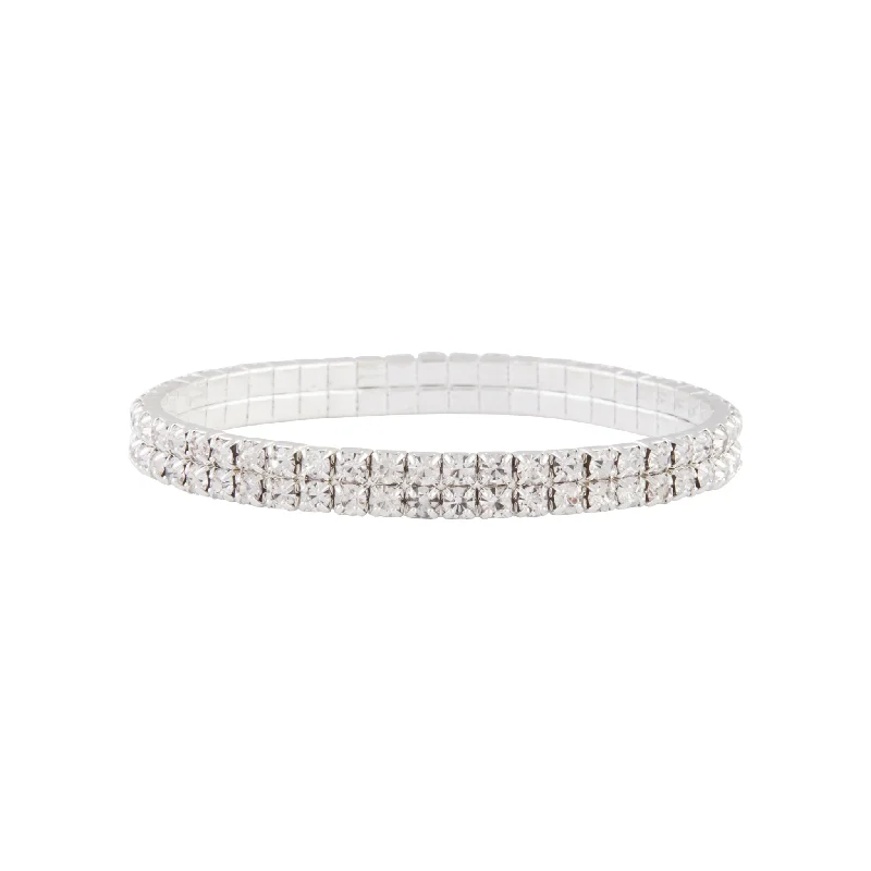 Personalized Gold Bangle Bracelets for Women-Silver Double Row Cup Chain Stretch Bracelet Personalized Gold Bangle Bracelets for Women-Silver Double Row Cup Chain Stretch Bracelet