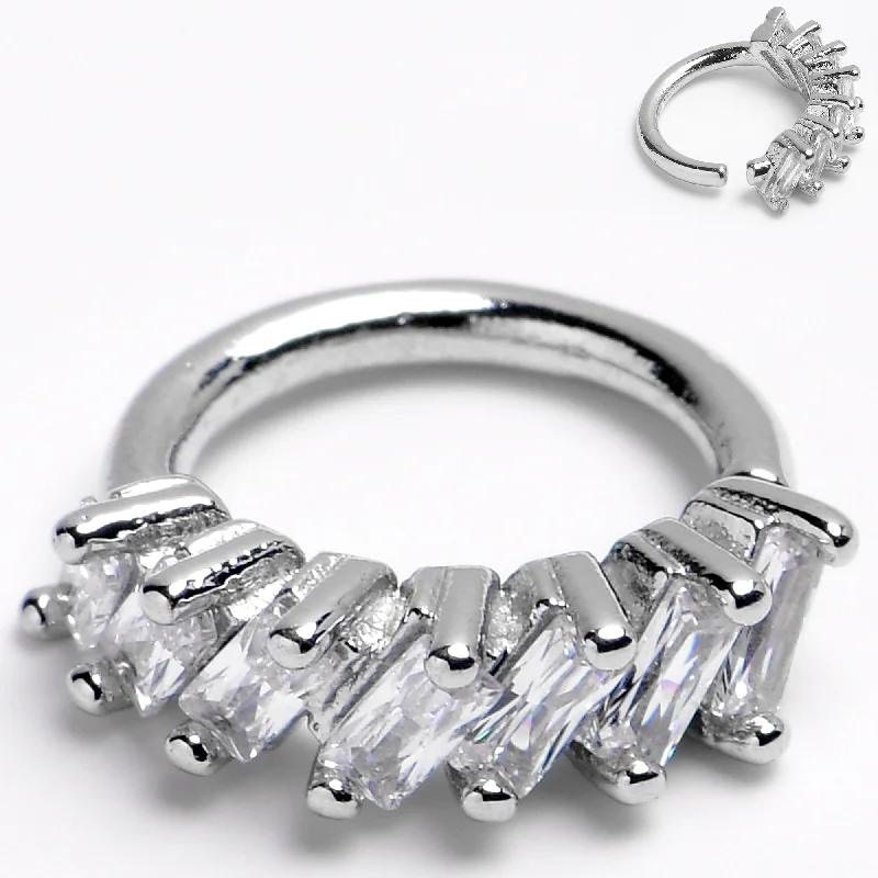 Women's Earrings – Elegant Designs for Every Personality--16 Gauge 5/16 Princess Cubic Zirconia Bendable Hoop