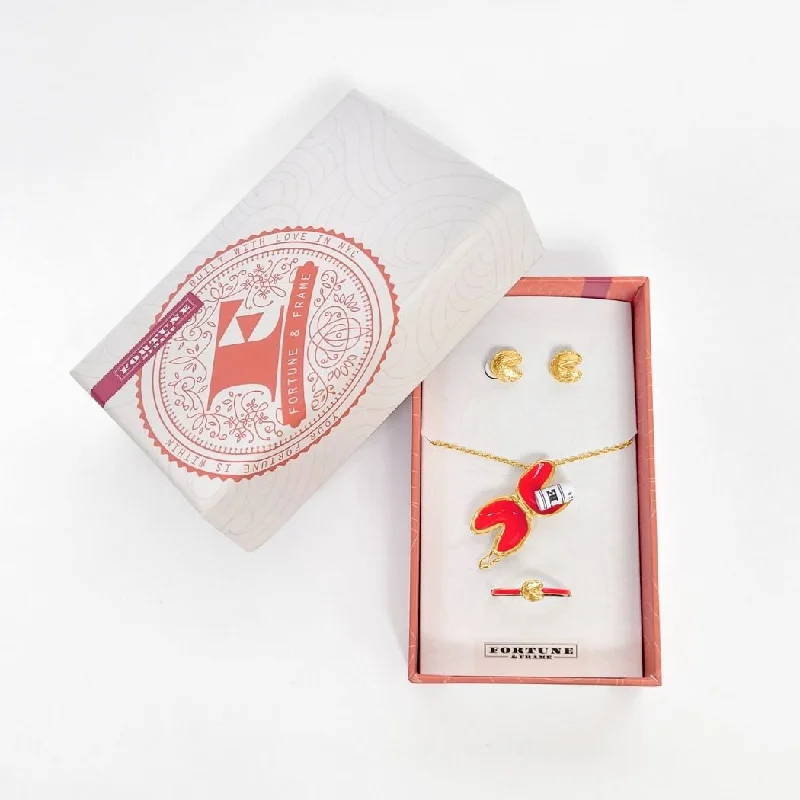 Shop Classic Women's Necklaces & Pendants with a Modern Twist-Fortune Cookie Gift Set (Innuendo Pink) - Gold Shop Classic Women's Necklaces & Pendants with a Modern Twist-Fortune Cookie Gift Set (Innuendo Pink) - Gold