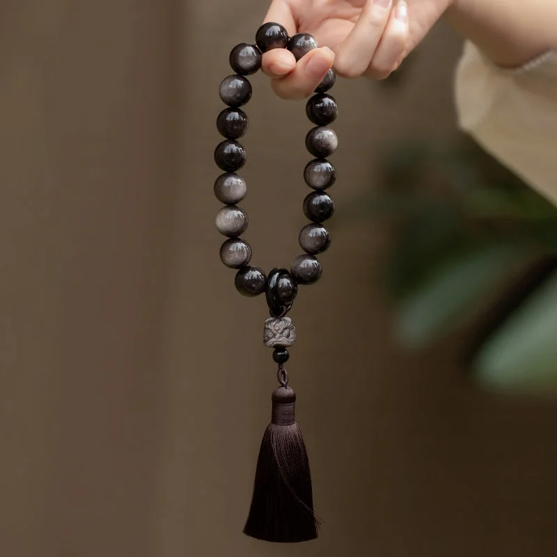 Trendy Bracelets with Beaded Charms for Men-Buddha Stones Natural Silver Sheen Obsidian Black Obsidian Lion Wrist Mala Protection Tassels Pocket Mala Car Decoration Trendy Bracelets with Beaded Charms for Men-Buddha Stones Natural Silver Sheen Obsidian Black Obsidian Lion Wrist Mala Protection Tassels Pocket Mala Car Decoration