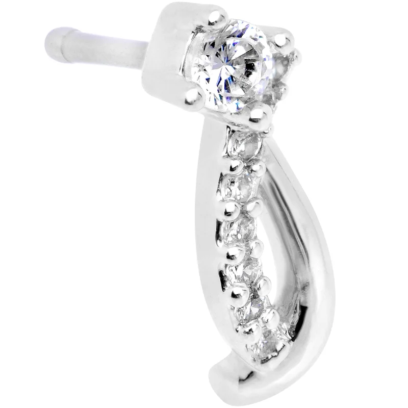 Designer Nose Rings for Exclusive Styles -20 Gauge 1/4 Clear CZ Twisting Strands Nose Bone Designer Nose Rings for Exclusive Styles -20 Gauge 1/4 Clear CZ Twisting Strands Nose Bone