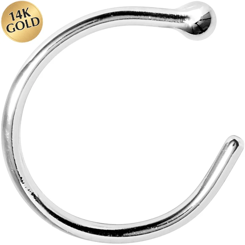Simple Gold Nose Rings -20 Gauge 3/8 Solid 14KT White Gold Nose Hoop