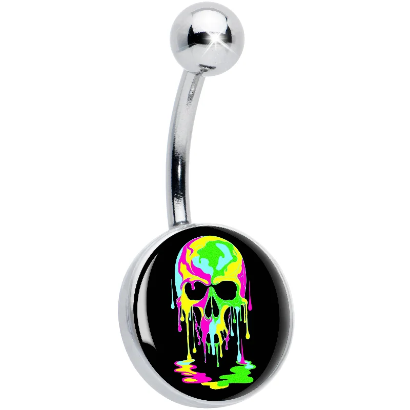 Trendy Belly Rings with Stunning Details -Ultra Bright Melting Skull Belly Ring