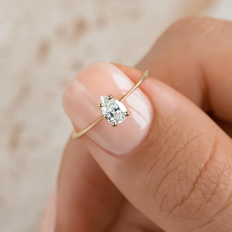 Chic Women's Rings for Fashion-Forward Looks-Pear Shaped Diamond Ring 14k Gold - Martine Chic Women's Rings for Fashion-Forward Looks-Pear Shaped Diamond Ring 14k Gold - Martine