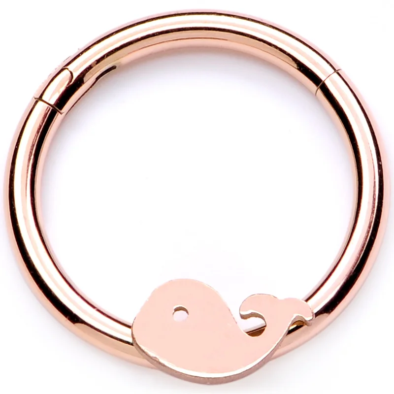 Fashionable Lip Rings for Everyday Wear16 Gauge 3/8 Rose Gold Whale of a Hinged Segment Ring