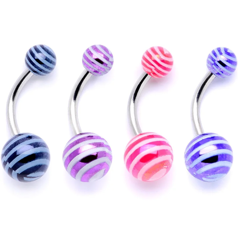 Unique Belly Rings for Statement Fashion -Evening of Color Zig Zag Party Pack Belly Ring Set of 4 Unique Belly Rings for Statement Fashion -Evening of Color Zig Zag Party Pack Belly Ring Set of 4
