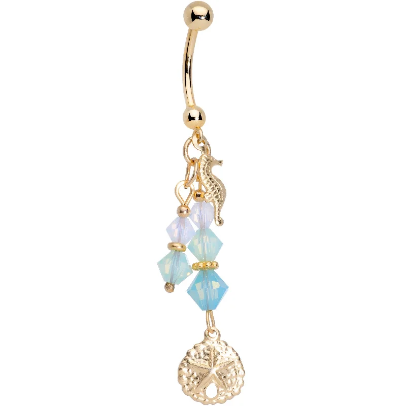 Stunning Belly Rings with Colorful Stones -14KT Gold Pirate Loot Dangle Belly Ring Created with Crystals