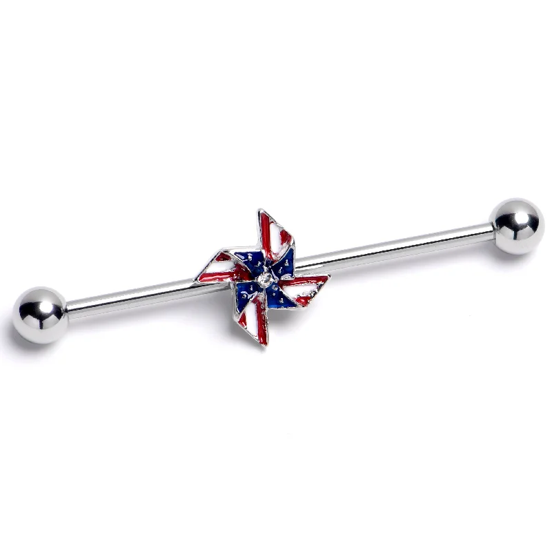 Women's Earrings – Elegant Designs for Every Personality--14 Gauge Clear Gem Festive Patriot Pinwheel Industrial Barbell 38mm Women's Earrings – Elegant Designs for Every Personality--14 Gauge Clear Gem Festive Patriot Pinwheel Industrial Barbell 38mm