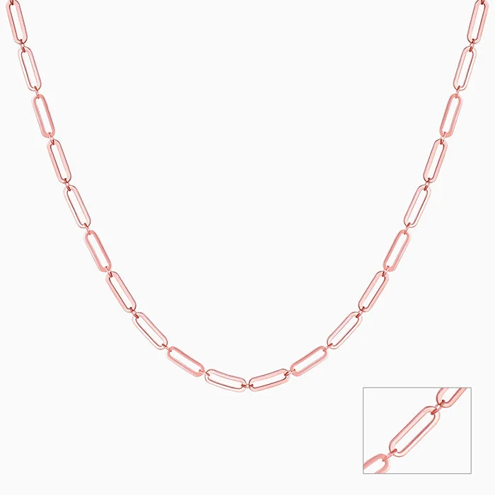 Shop Classic Women's Necklaces & Pendants with a Modern Twist-Rose Gold Elongated Link Chain Necklace Shop Classic Women's Necklaces & Pendants with a Modern Twist-Rose Gold Elongated Link Chain Necklace