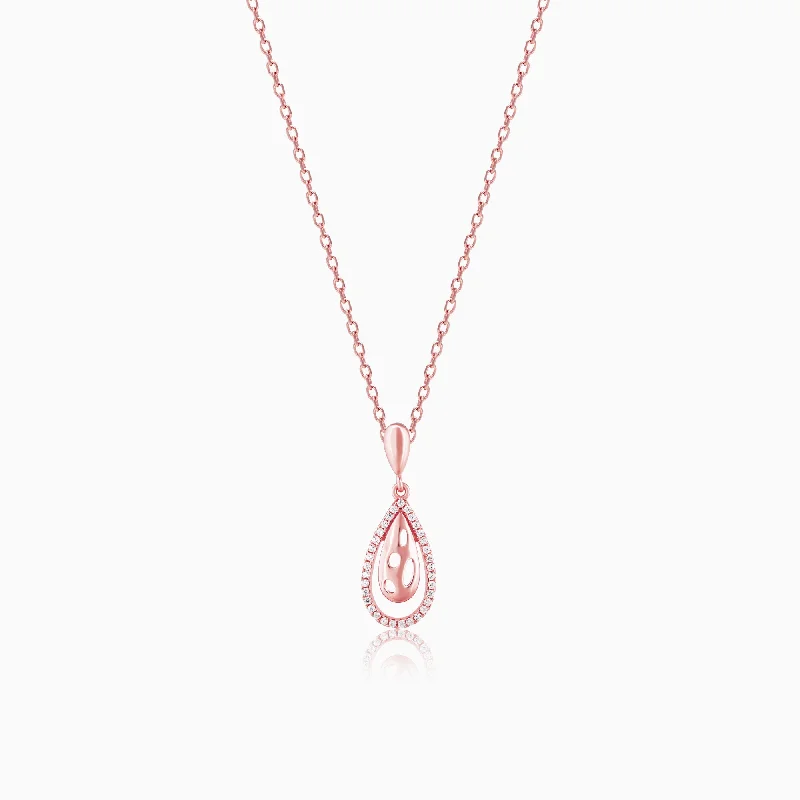 Shop Classic Women's Necklaces & Pendants with a Modern Twist-Rose Gold Intricate Teardrop Pendant with Link Chain Shop Classic Women's Necklaces & Pendants with a Modern Twist-Rose Gold Intricate Teardrop Pendant with Link Chain