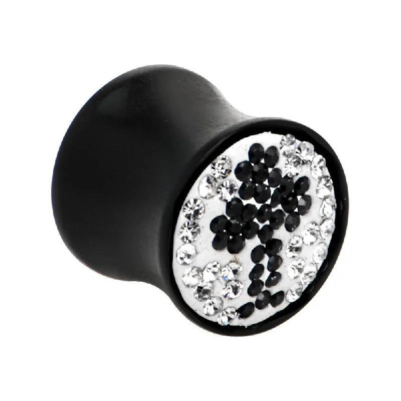 Women's Earrings – Elegant Designs for Every Personality--1/2 Crystal Black Club Saddle Plug