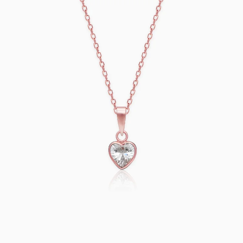 Shop Classic Women's Necklaces & Pendants with a Modern Twist-Rose Gold Crystal Heart Pendant With Link Chain Shop Classic Women's Necklaces & Pendants with a Modern Twist-Rose Gold Crystal Heart Pendant With Link Chain