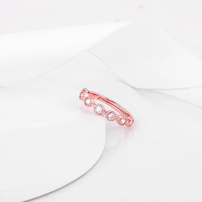 Chic Women's Rings for Fashion-Forward Looks-Rose Gold Zircon Melange Ring