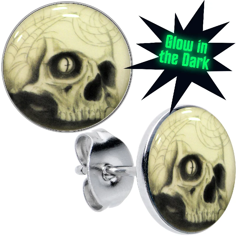Women's Earrings – Elegant Designs for Every Personality--Webbed Skull Glow in the Dark Stud Earrings Women's Earrings – Elegant Designs for Every Personality--Webbed Skull Glow in the Dark Stud Earrings