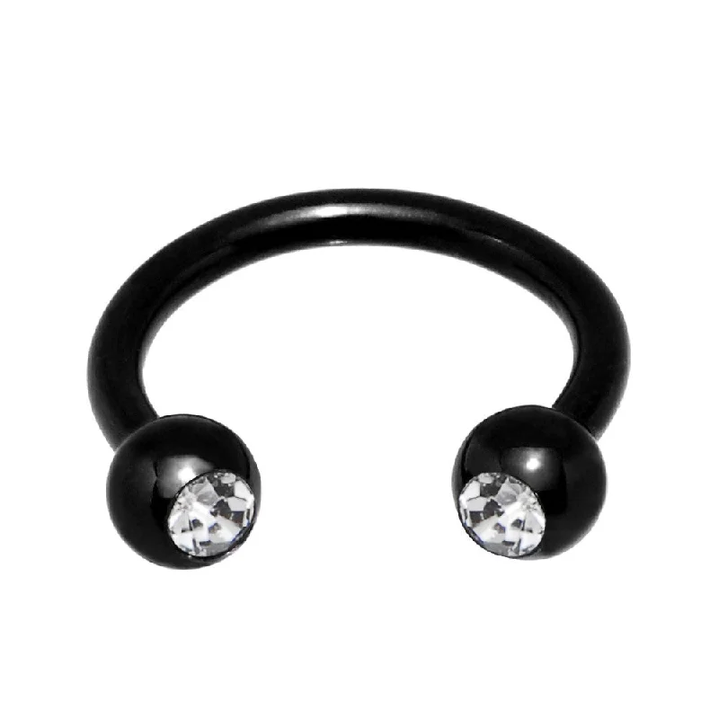 Trendy Lip Rings with Popular Designs16 Gauge 5/16 Clear Gem Black Anodized Horseshoe Circular Barbell Trendy Lip Rings with Popular Designs16 Gauge 5/16 Clear Gem Black Anodized Horseshoe Circular Barbell