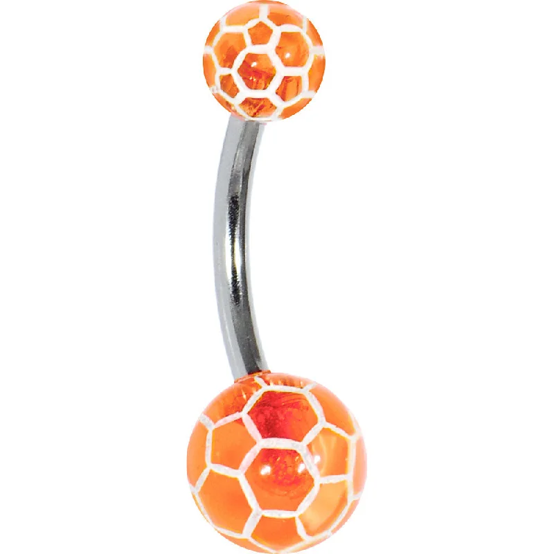 Designer Belly Rings for High-End Fashion -Orange PREMIER Soccer Ball Banana Belly Ring Designer Belly Rings for High-End Fashion -Orange PREMIER Soccer Ball Banana Belly Ring