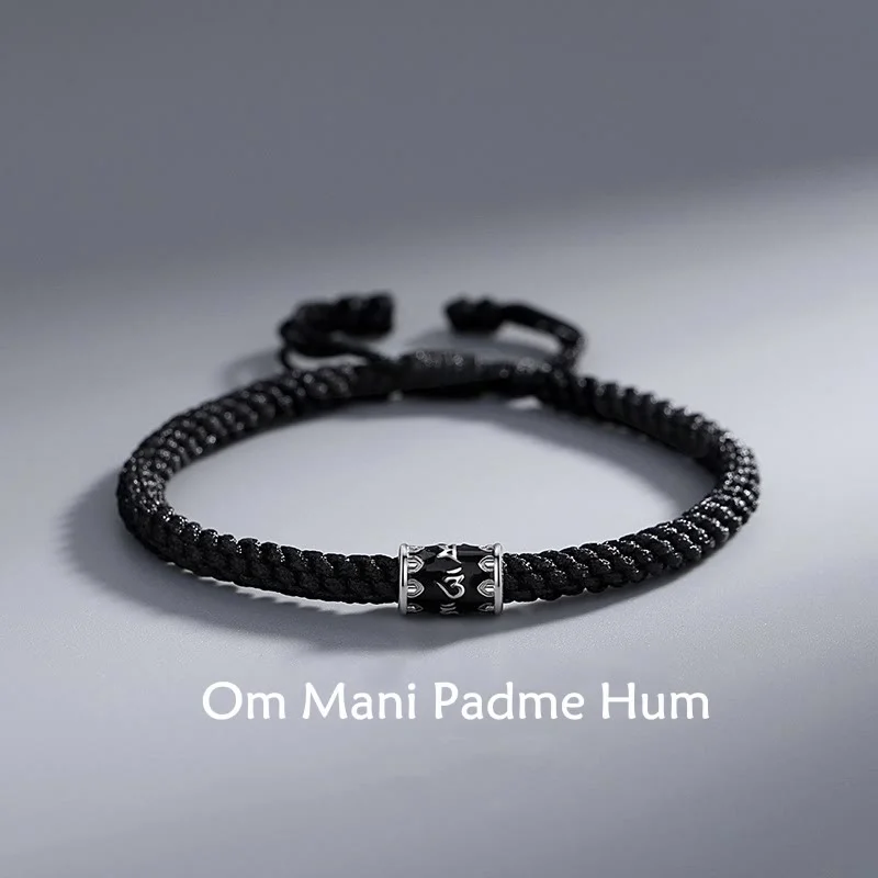 Personalized Braided Leather Bracelets for Men-Buddha Stones 925 Sterling Silver Om Mani Padme Hum Peace Braided Bracelet Personalized Braided Leather Bracelets for Men-Buddha Stones 925 Sterling Silver Om Mani Padme Hum Peace Braided Bracelet