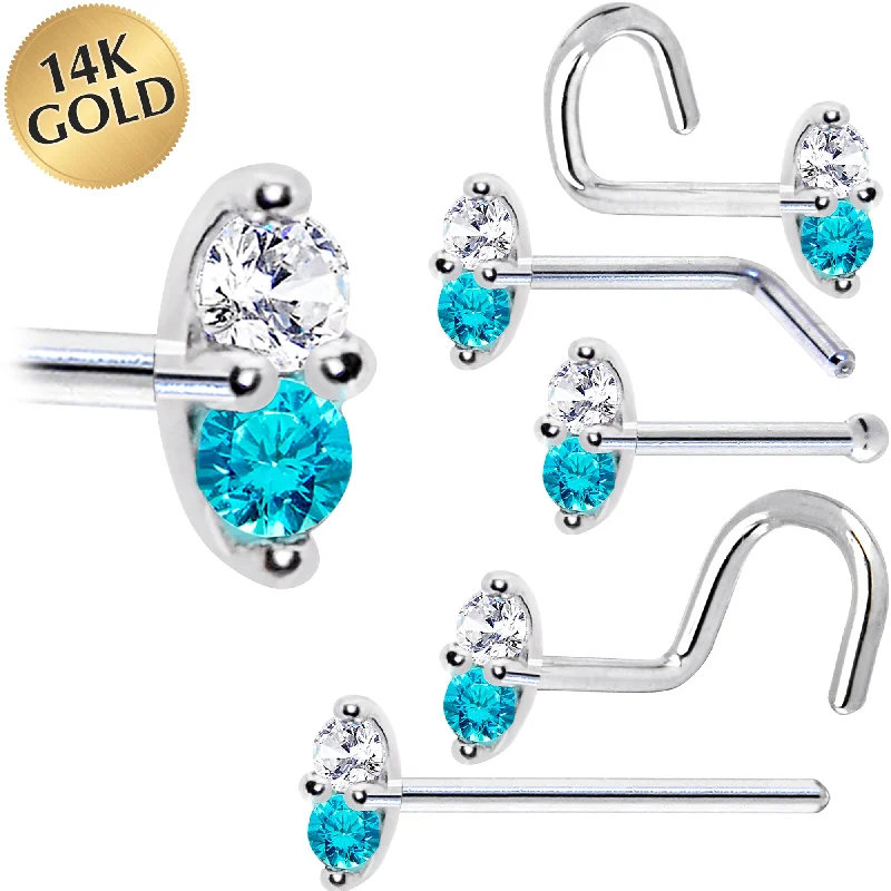 Nose Rings with Copper Finish -14kt White Gold Mint Green 1.5mm CZ Marquise Nose Ring Nose Rings with Copper Finish -14kt White Gold Mint Green 1.5mm CZ Marquise Nose Ring