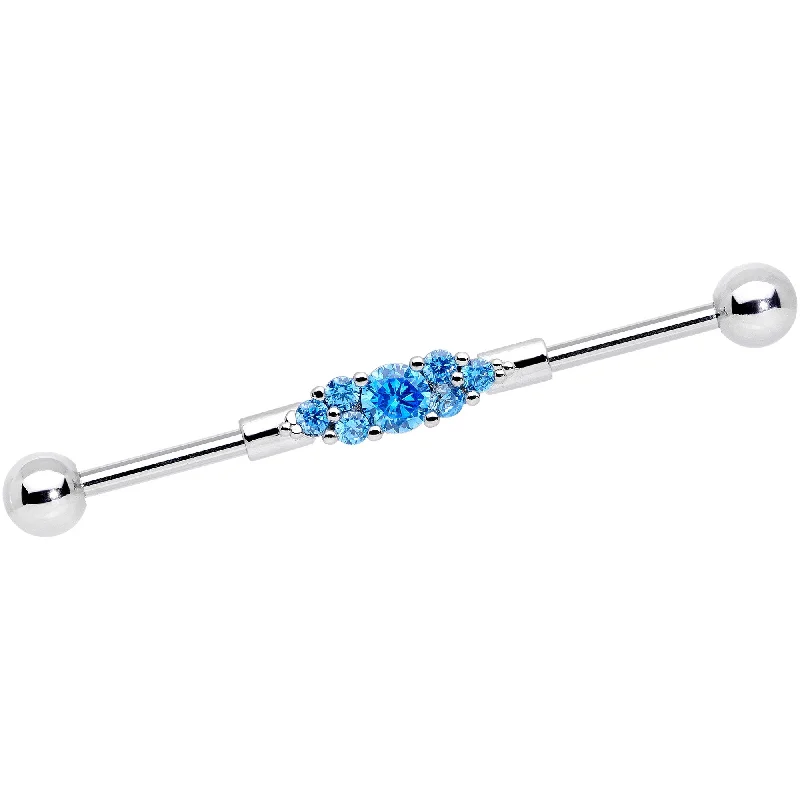 Women's Earrings – Elegant Designs for Every Personality--14 Gauge Aqua CZ Gem Fashionista Industrial Barbell 38mm Women's Earrings – Elegant Designs for Every Personality--14 Gauge Aqua CZ Gem Fashionista Industrial Barbell 38mm