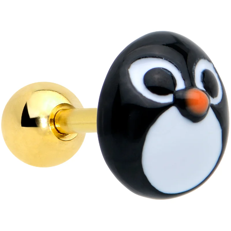 Women's Earrings – Elegant Designs for Every Personality--16 Gauge 1/4 Gold Tone Round Penguin Face Holiday Cartilage Earring