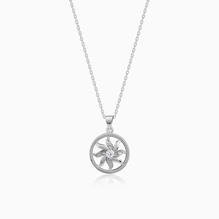 Shop Classic Women's Necklaces & Pendants with a Modern Twist-Silver Sun Flares Pendant With Link Chain Shop Classic Women's Necklaces & Pendants with a Modern Twist-Silver Sun Flares Pendant With Link Chain