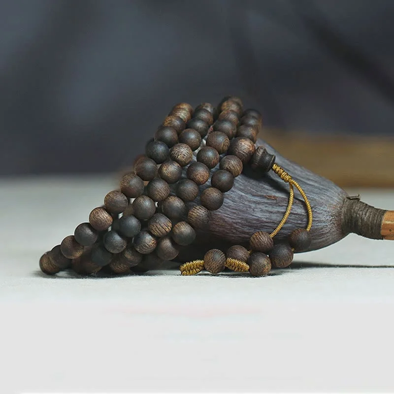 Men's Beaded Bracelets-Buddha Stones 7mm 108 Mala Beads Nha Trang Qinan Agarwood Peace Strength Bracelet Men's Beaded Bracelets-Buddha Stones 7mm 108 Mala Beads Nha Trang Qinan Agarwood Peace Strength Bracelet
