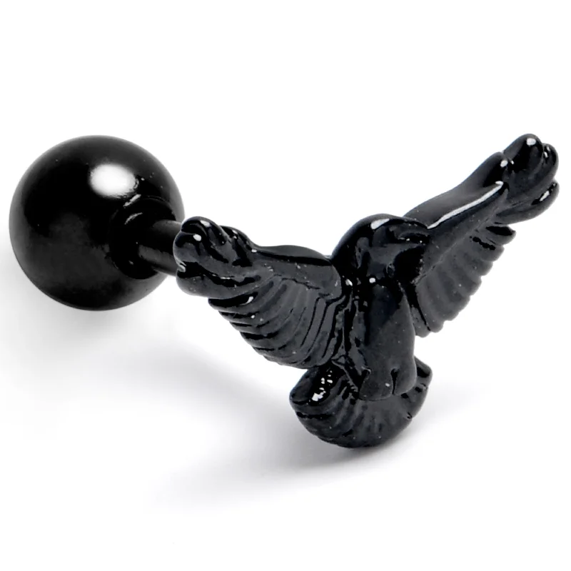 Women's Earrings – Elegant Designs for Every Personality--16 Gauge 1/4 Black Raven Bird Cartilage Tragus Earring Women's Earrings – Elegant Designs for Every Personality--16 Gauge 1/4 Black Raven Bird Cartilage Tragus Earring