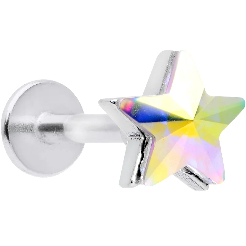 Women's Earrings – Elegant Designs for Every Personality--16 Gauge 5/16 Aurora Gem Simple Star Labret Monroe Tragus